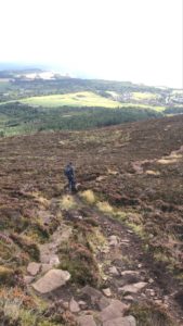 The rocky path leading down Ben Bhraggie